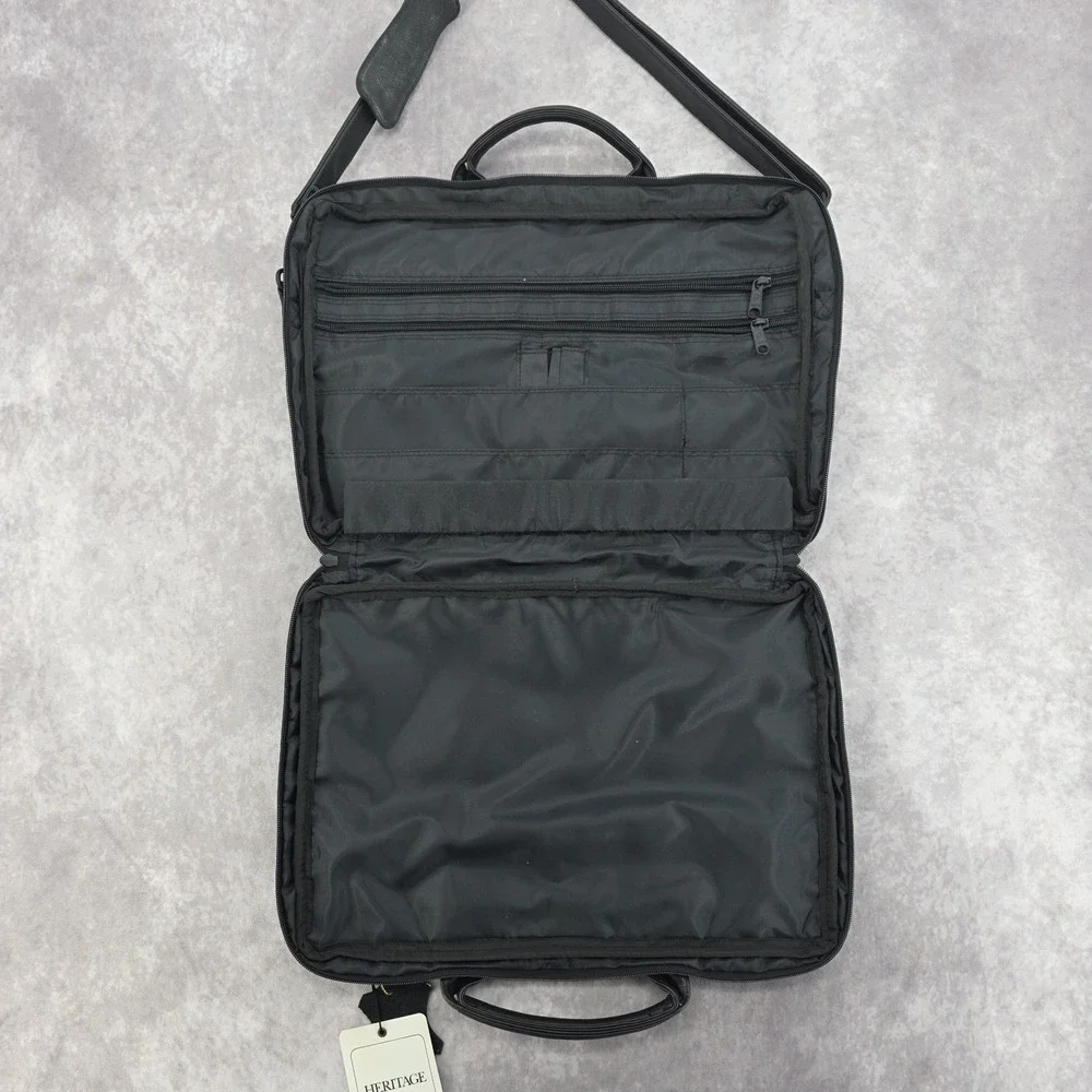 Heritage Nappa Leather Portfolio‎ Briefcase Full Grain Black Bag Organizer Korea